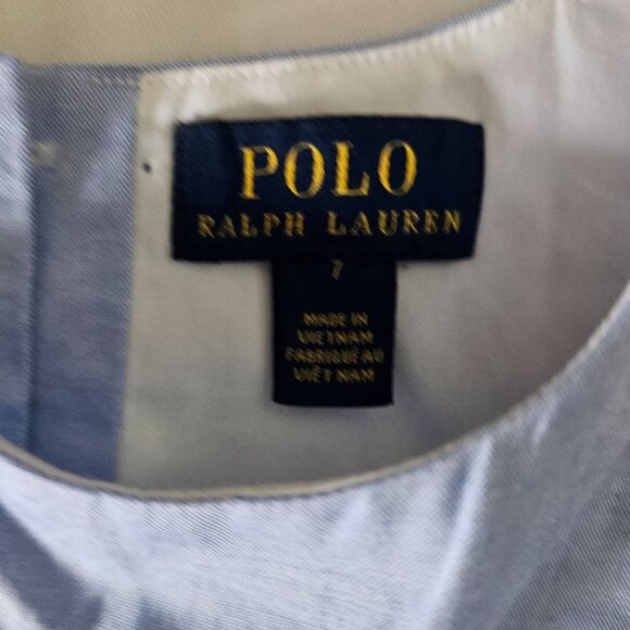 Polo Ralph Lauren Kids Girls Blue Fit And Flare Daisy Oxford Dress Size 7 - Picture 7 of 16
